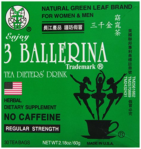 Diet Tea for Men and Women 30 Tea Bags, Three Ballerina