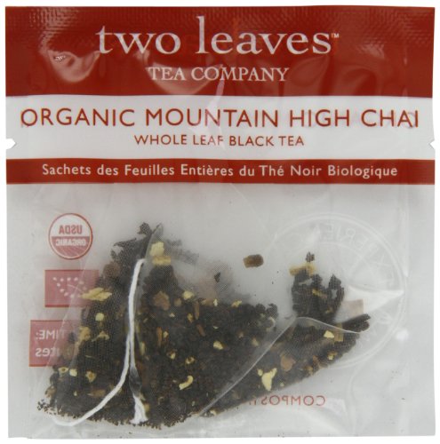 Two Leaves Tea Company Organic Mountain High Chai Black Tea, 100-Count