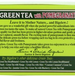 Bigelow Green Tea with Pomegranate 20-Count Boxes , Net weight 1.37 oz (Pack of 6)