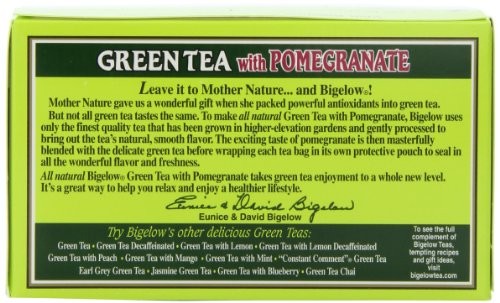 Bigelow Green Tea with Pomegranate 20-Count Boxes , Net weight 1.37 oz (Pack of 6)