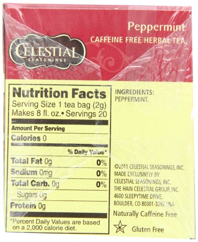 Celestial Seasonings Peppermint Tea, 20 Count (Pack of 6)