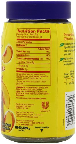 Lipton  Iced Tea Mix, Diet Peach 2.9 oz ,  ( Pack  of  4 )