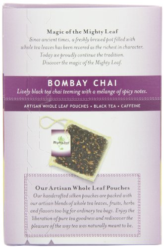 Mighty Leaf Tea, Bombay Chai, 15-Count Whole Leaf Pouches (Pack of 3)