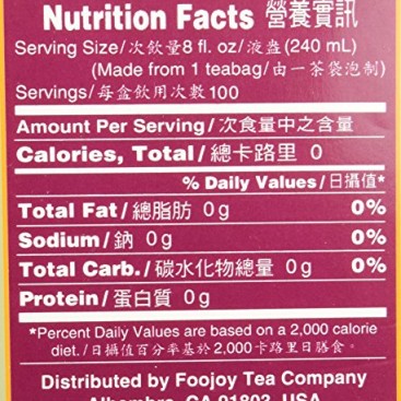 Foojoy Shoumei White Tea 100 Tea Bags