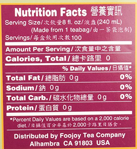 Foojoy Shoumei White Tea 100 Tea Bags