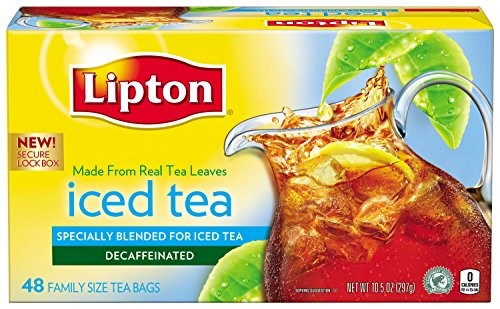 Lipton Iced Tea, Decaffeinated Family Size 10.5 oz, 48 ct (Pack of 3)
