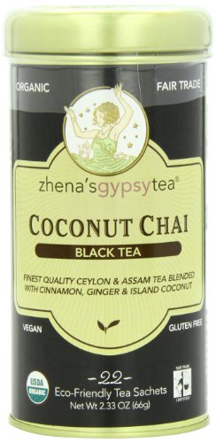 Zhena’s Gypsy Tea, Coconut Chai, 22 Count  Black Tea Sachets