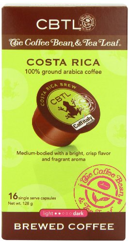 CBTL Costa Rica Brew Coffee Capsules By The Coffee Bean & Tea Leaf, 16-Count Box