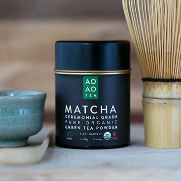 AO AO TEA – Matcha Green Tea Powder – Ceremonial Grade 1oz / 30g – Beautiful Quality and Delicious Flavor! All Natural Energy Boost! – USDA Certified Organic – Product of Japan