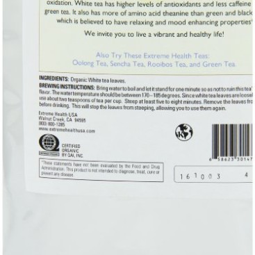 Extreme Health USA Extreme Health’s Organic White Tea, Total Health Loose Leaf Tea, 4-Ounce Pouches (Pack of 2)