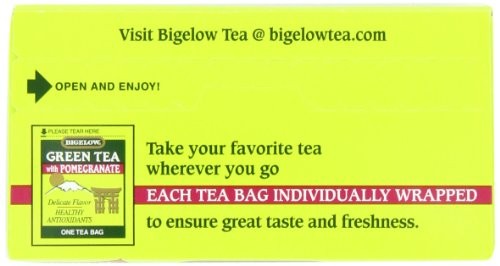 Bigelow Green Tea with Pomegranate 20-Count Boxes , Net weight 1.37 oz (Pack of 6)