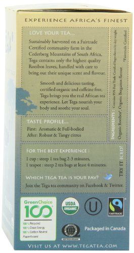 Tega Organic Earl Grey Rooibos, 24-Tea Bags, 1.69-Ounce (Pack of 6)