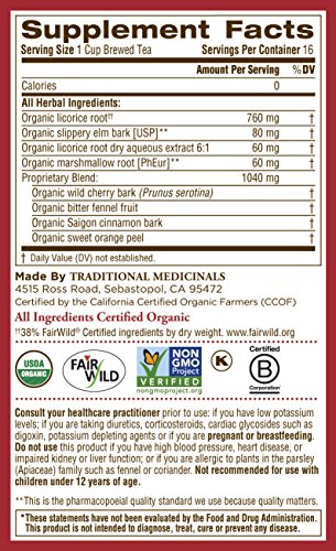 Traditional Medicinals Organic Throat Coat Tea, 16 Tea Bags (Pack of 6)