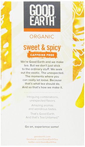 Good Earth Organic Sweet & Spicy Caffeine Free Herbal Tea, 18 Tea Bags (Pack of 6)