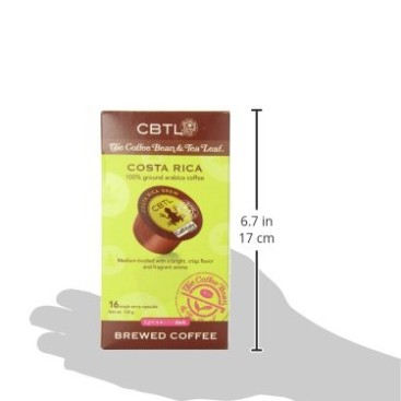 CBTL Costa Rica Brew Coffee Capsules By The Coffee Bean & Tea Leaf, 16-Count Box