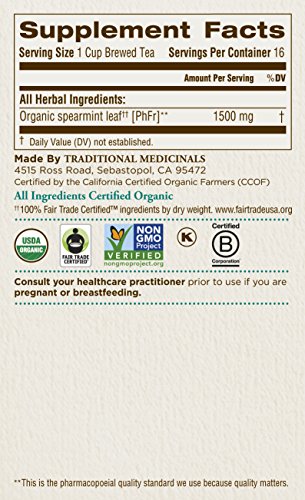 Traditional Medicinals Organic Spearmint Tea, 16 Tea Bags (Pack of 6)