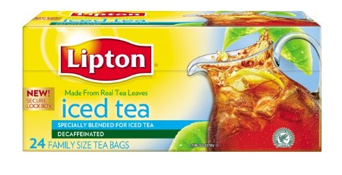 Lipton Iced Tea, Decaffeinated, Tea Bags, 24Count Boxes, (Pack of 12)