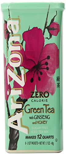 AriZona Sugar Free Green Tea with Ginseng & Honey Iced Tea Mix, 1.7-Ounce, 2 QT Stix in Canister (Pack of 4)