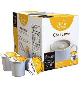 Cafe Escapes Chai Latte K-Cups for Keurig Coffee Machines – 16 Pack
