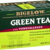 Bigelow Green Tea with Pomegranate 20-Count Boxes , Net weight 1.37 oz (Pack of 6)