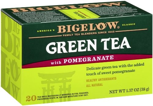 Bigelow Green Tea with Pomegranate 20-Count Boxes , Net weight 1.37 oz (Pack of 6)