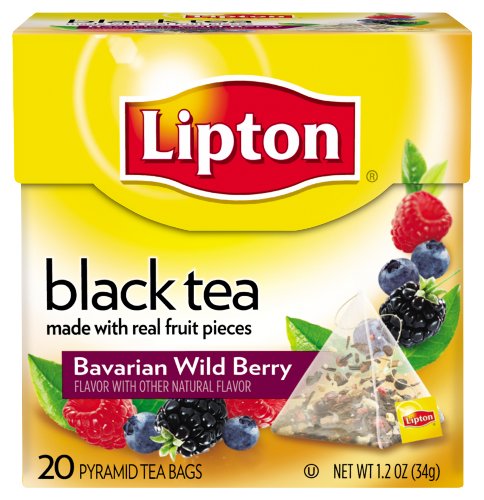 Lipton Black Tea, Bavarian Wild Berry, Premium Pyramid Tea Bags, 20 Count Box