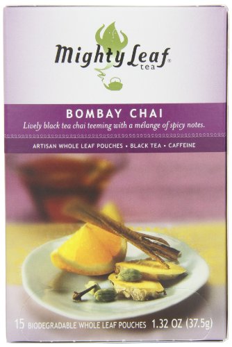 Mighty Leaf Tea, Bombay Chai, 15-Count Whole Leaf Pouches (Pack of 3)