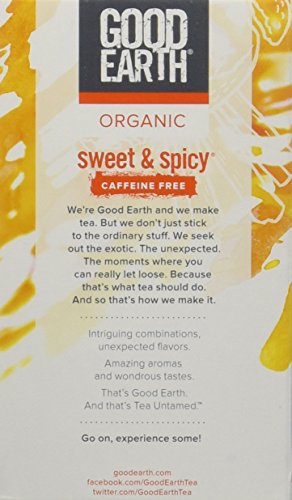 Good Earth Organic Sweet & Spicy Caffeine Free Herbal Tea, 18 Tea Bags (Pack of 4)