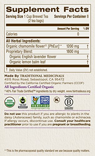 Traditional Medicinals Organic Chamomile with Lavender Tea, 16 Tea Bags (Pack of 6)