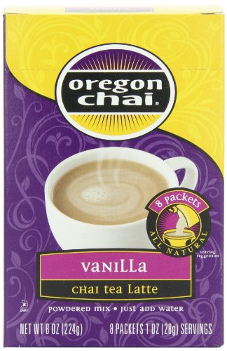 Oregon Chai Vanilla Chai Tea Latte Powdered Mix, 8-Count Envelopes (Pack of 6)