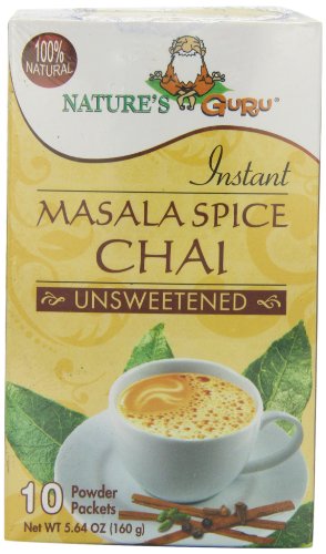 Nature’s Guru Instant Unsweetened Chai, Masala Spice, 10-Count