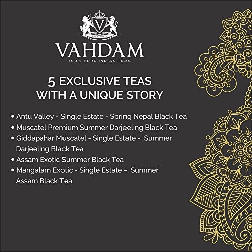 Assorted Black Teas – Loose Leaf Tea Samplers –   5 TEAS – Exclusive Tea Gifts Set   – 25 Servings – Perfect Holiday Christmas Gift Box