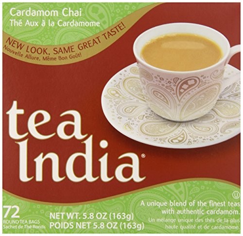 Tea India Round Tea Bags, Cardamom Chai, 72 Count (Pack of 12)