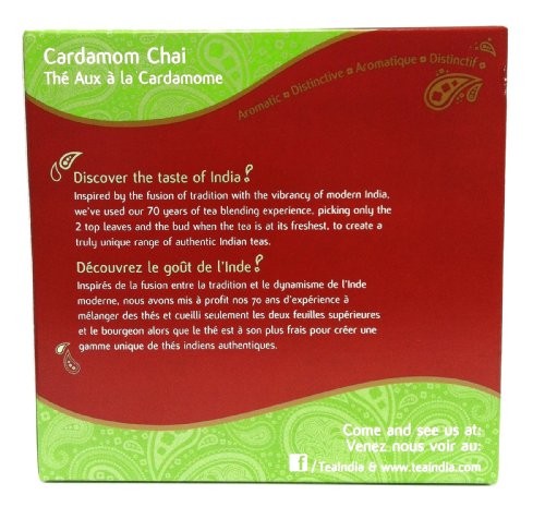 Tea India Round Tea Bags, Cardamom Chai, 72 Count (Pack of 12)