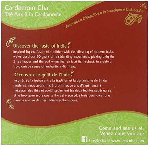 Tea India Round Tea Bags, Cardamom Chai, 72 Count (Pack of 12)