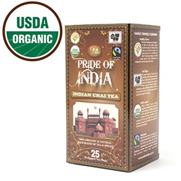 Pride Of India – Organic Indian Chai Tea, 25 Tea Bags REGULAR PRICE: $6.99, HOLIDAY LIMITED TIME SALE PRICE: $5.99