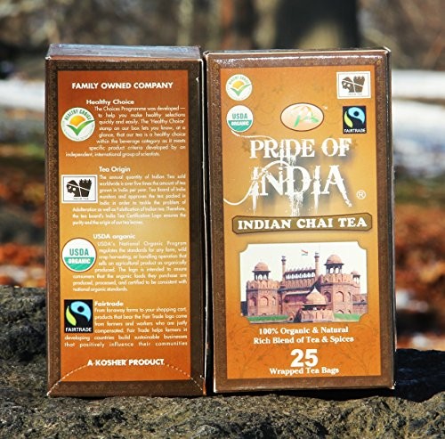 Pride Of India – Organic Indian Chai Tea, 25 Tea Bags REGULAR PRICE: $6.99, HOLIDAY LIMITED TIME SALE PRICE: $5.99