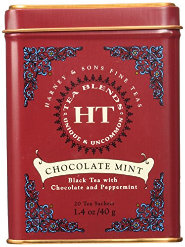 Harney and Sons Chocolate Mint, Flavored Black Tea – 20 Sachets per Tin