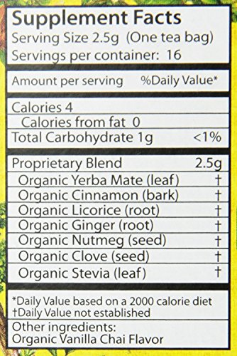 Guayaki Chai Spice Mate Tea Bags, 100% Organic, 16 Tea Bags (Pack of 2)