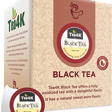 36 Count Tea4k Black Tea Single Serve Cups for Keurig K-Cup Brewer, Gluten Free, Non-GMO Certified, Made in USA