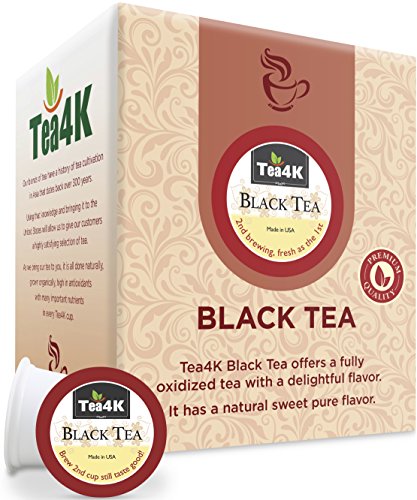 36 Count Tea4k Black Tea Single Serve Cups for Keurig K-Cup Brewer, Gluten Free, Non-GMO Certified, Made in USA