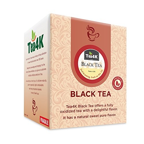 36 Count Tea4k Black Tea Single Serve Cups for Keurig K-Cup Brewer, Gluten Free, Non-GMO Certified, Made in USA