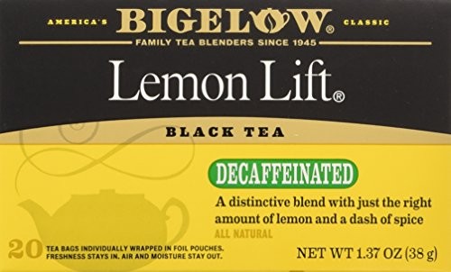 Bigelow Decaffeinated Lemon Lift Tea, 20-Count Boxes (Pack of 6)