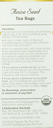 Celebration Herbals Organic Anise Seed Tea Caffeine Free, 24 Herbal Bags