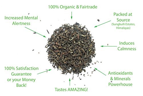 Darjeeling Loose Leaf Black Tea. Organic, Fair Trade and Healthy 2nd Flush From Singbulli Estate in Himalayas. Rich in Antioxidants and Minerals. Also Perfect for Brewing Kombucha-3.53oz,Makes 50 Cups