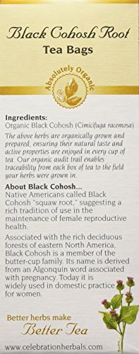 Celebration Herbals Black Cohosh Root Tea, Organic, 24 Teabag