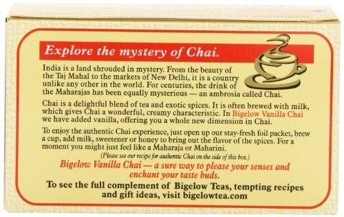 Bigelow Vanilla Chai Tea, 20-Count Boxes (Pack of 6)