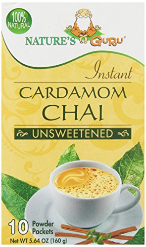 Nature’s Guru Instant Chai Cardamom Chai Unsweetened 10 powder packets unless noted (a)
