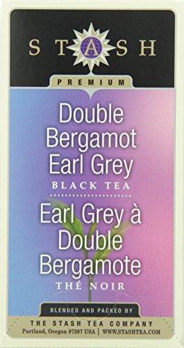 Stash Tea Double Bergamot Earl Grey Tea, 18 Count Tea Bags in Foil (Pack of 6)