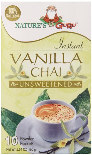 Nature’s Guru Chai Unsweetened Drink Mix, Vanilla, 10 Count (Pack of 8)